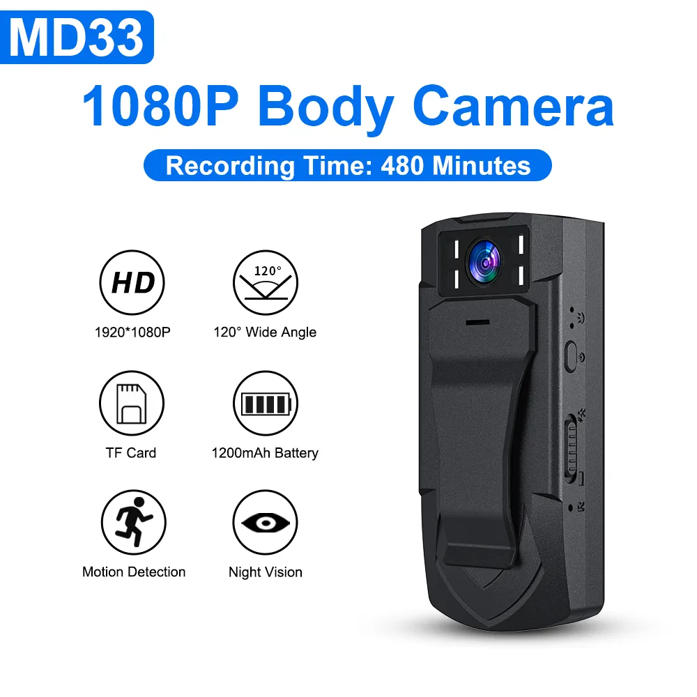 MD33 Mini Body Camera with 1080P Recording